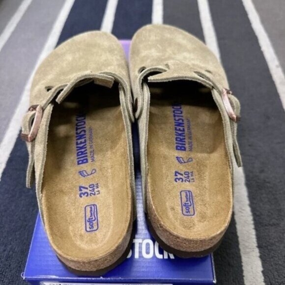 Birkenstock Boston taupe suede mule clogs - Picture 2 of 5